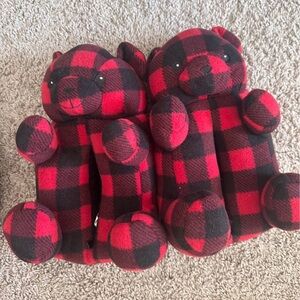 Red and Black Buffalo Plaid Teddy Bear Pair